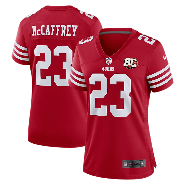 Zennovawear Christian McCaffrey San Francisco 49ers Women's 80th Anniversary Game Jersey - Scarlet