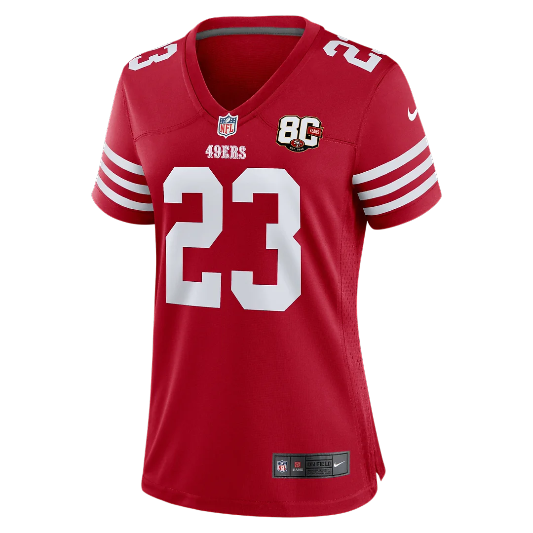 Zennovawear Christian McCaffrey San Francisco 49ers Women's 80th Anniversary Game Jersey - Scarlet