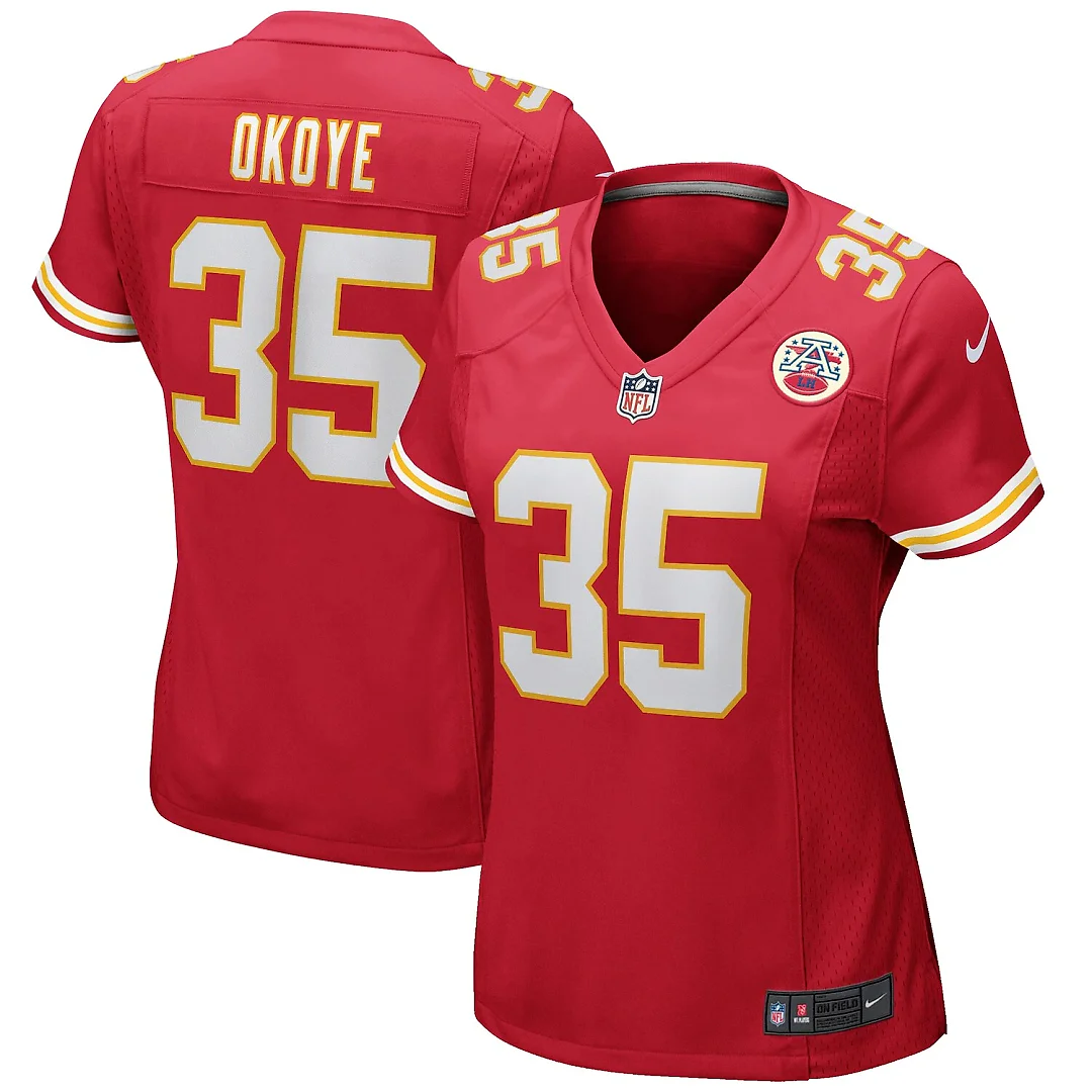 Zennovawear Christian Okoye Kansas City Chiefs Women's Game Retired Player Jersey - Red