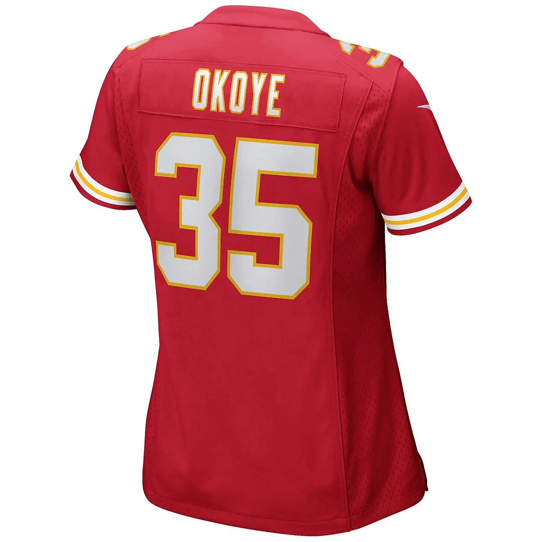Zennovawear Christian Okoye Kansas City Chiefs Women's Game Retired Player Jersey - Red