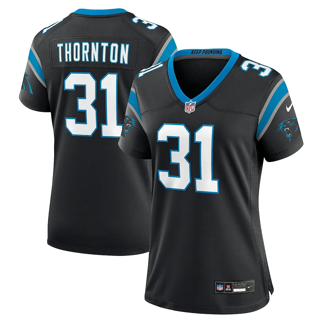Zennovawear Corey Thornton Carolina Panthers Women's Team Game Jersey - Black