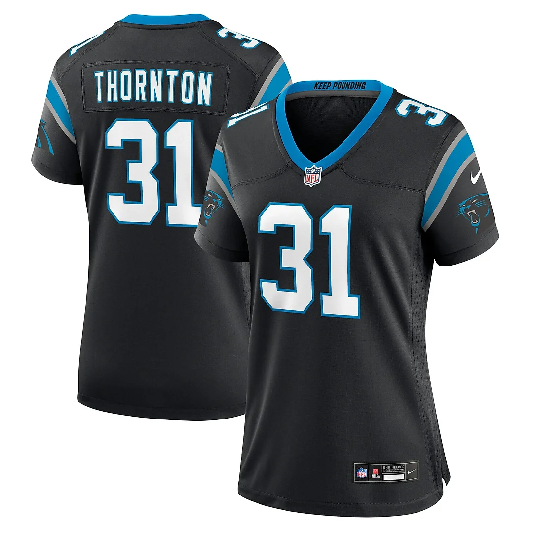 Zennovawear Corey Thornton Carolina Panthers Women's Team Game Jersey - Black