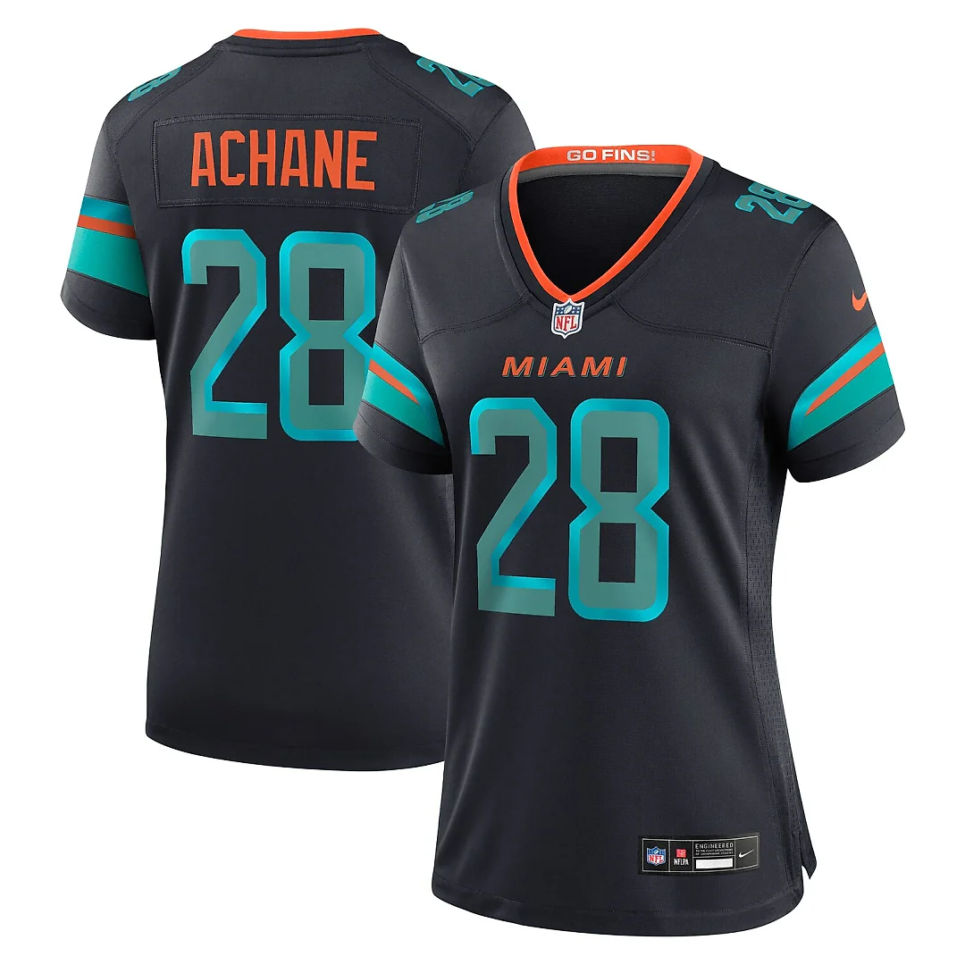 Zennovawear De’Von Achane Miami Dolphins Women's 2025 Rivalries Collection Game Jersey - Pitch Blue