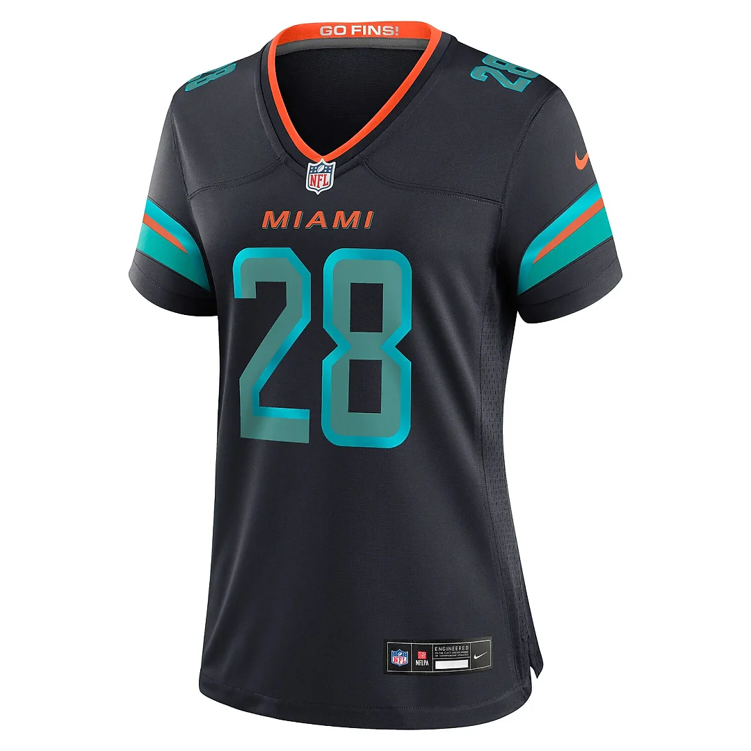 Zennovawear De’Von Achane Miami Dolphins Women's 2025 Rivalries Collection Game Jersey - Pitch Blue