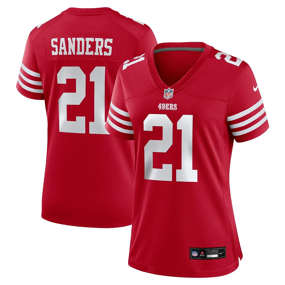Zennovawear Deion Sanders San Francisco 49ers Women's Retired Player Game Jersey - Scarlet