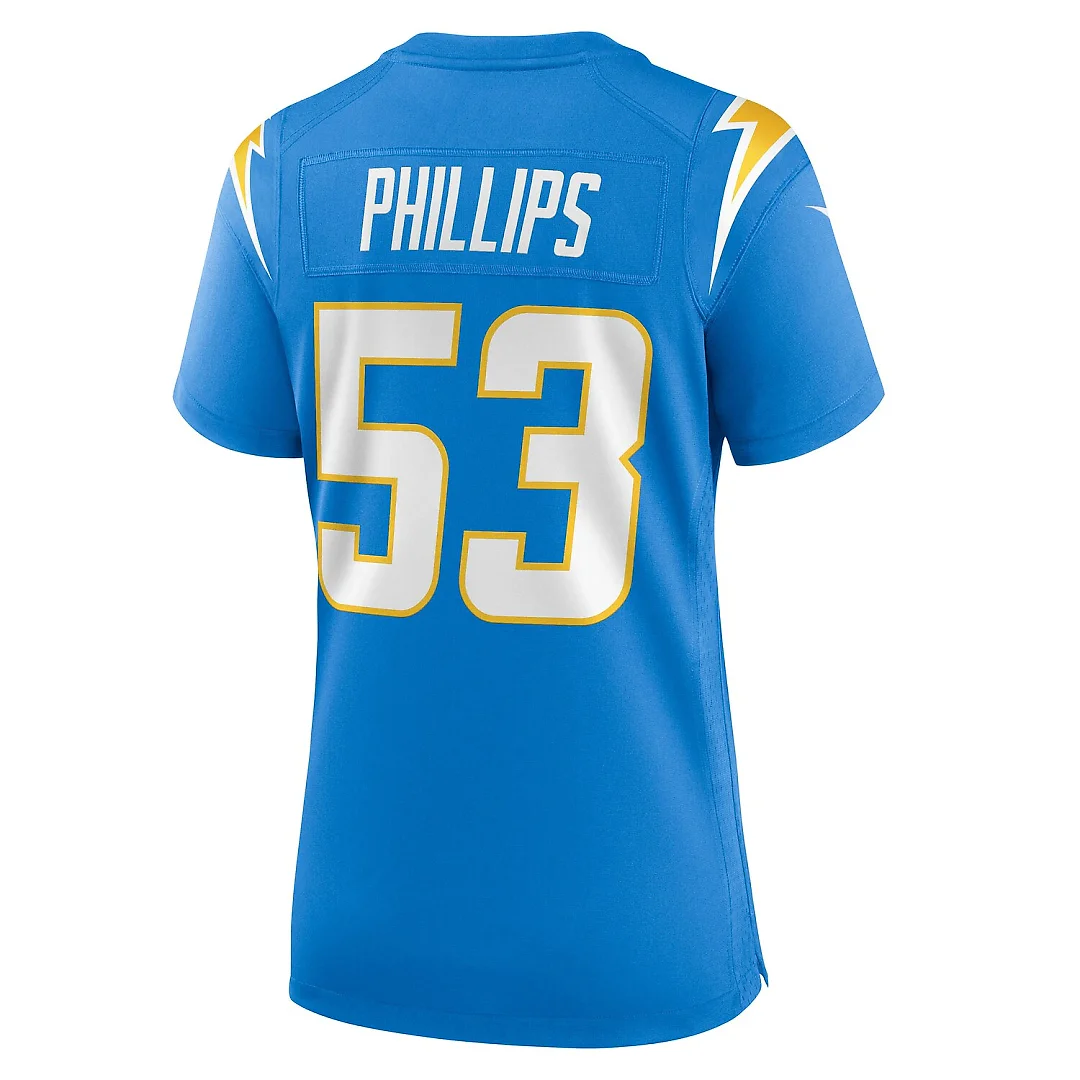 Zennovawear Del'Shawn Phillips Los Angeles Chargers Women's Team Game Jersey - Powder Blue