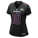 Zennovawear Drake Maye New England Patriots Women's Super Bowl LX Patch Carbon Fashion Game Jersey - Black
