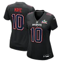 Zennovawear Drake Maye New England Patriots Women's Super Bowl LX Patch Carbon Fashion Game Jersey - Black