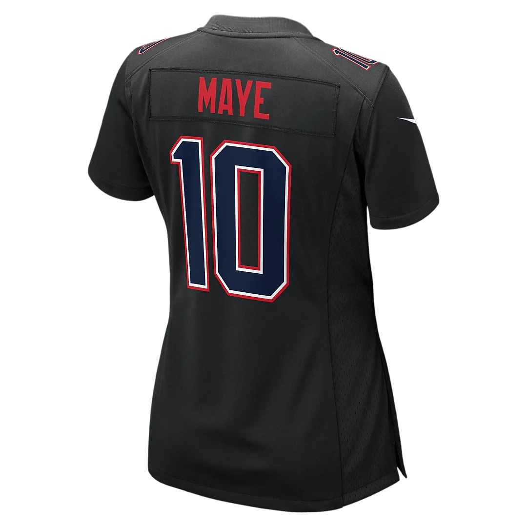 Zennovawear Drake Maye New England Patriots Women's Super Bowl LX Patch Carbon Fashion Game Jersey - Black