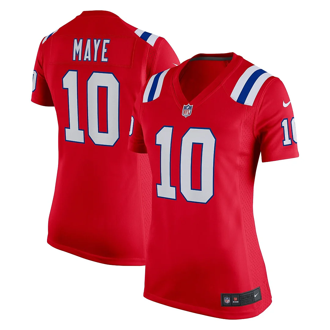 Zennovawear Drake Maye New England Patriots Women's Alternate Game Jersey - Red