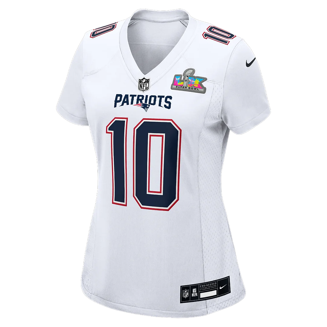 Zennovawear Drake Maye New England Patriots Women's Super Bowl LX Patch Tundra Fashion Game Jersey - White