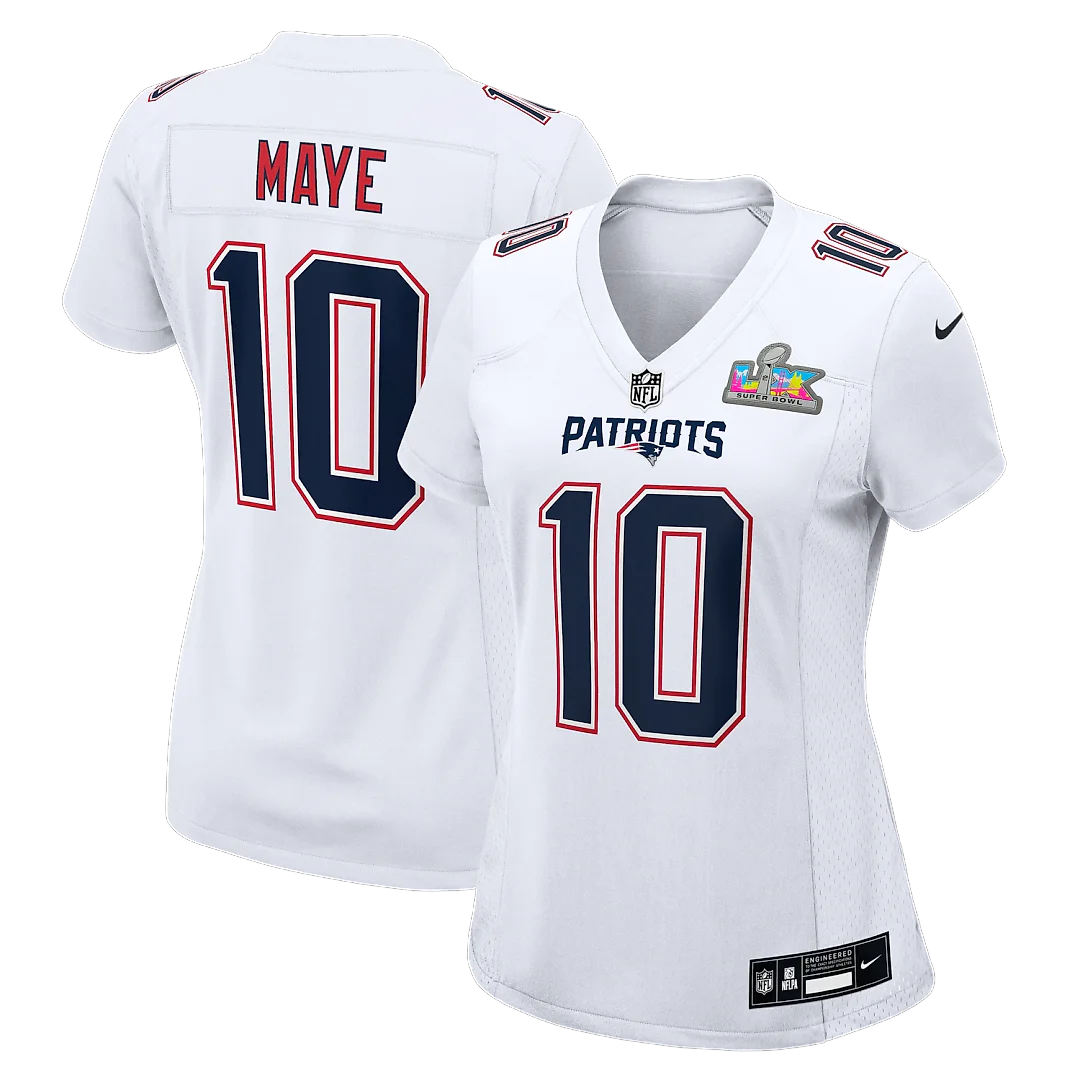 Zennovawear Drake Maye New England Patriots Women's Super Bowl LX Patch Tundra Fashion Game Jersey - White