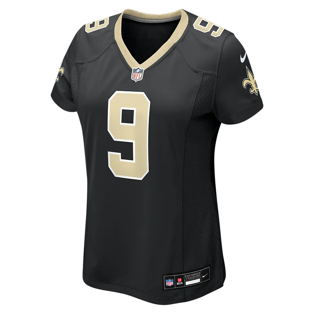 Zennovawear Drew Brees New Orleans Saints Women's Team Game Jersey - Black