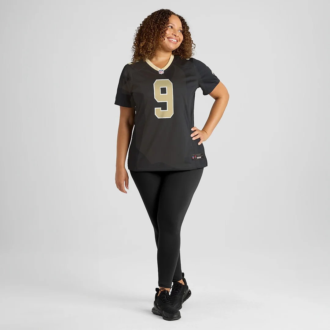 Zennovawear Drew Brees New Orleans Saints Women's Team Game Jersey - Black