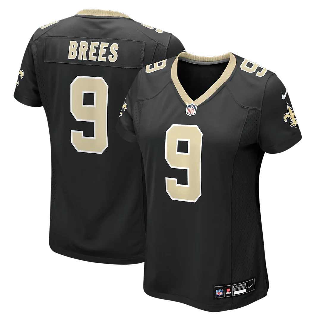 Zennovawear Drew Brees New Orleans Saints Women's Team Game Jersey - Black