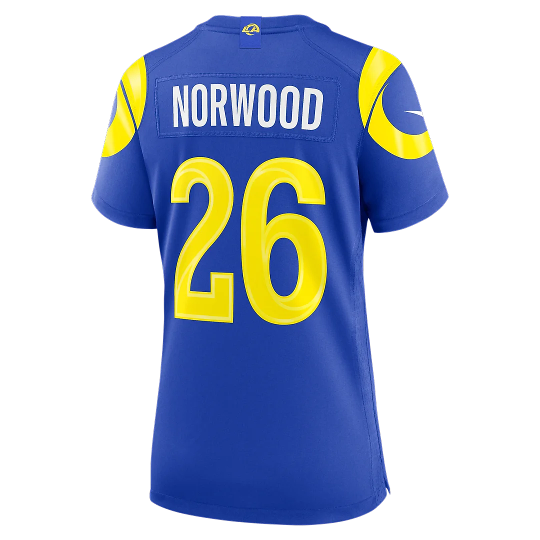 Zennovawear Drey Norwood Los Angeles Rams Women's Team Game Jersey - Royal