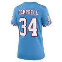 Zennovawear Earl Campbell Tennessee Titans Women's Oilers Throwback Retired Player Game Jersey - Light Blue