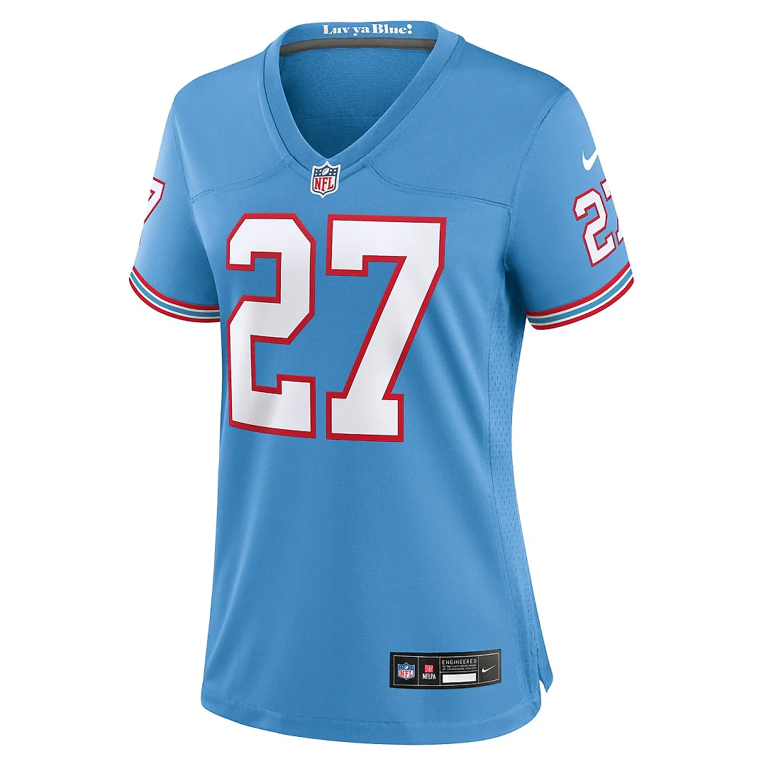 Zennovawear Eddie George Tennessee Titans Women's Oilers Throwback Retired Player Game Jersey - Light Blue