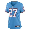 Zennovawear Eddie George Tennessee Titans Women's Oilers Throwback Retired Player Game Jersey - Light Blue