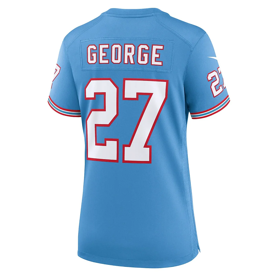 Zennovawear Eddie George Tennessee Titans Women's Oilers Throwback Retired Player Game Jersey - Light Blue