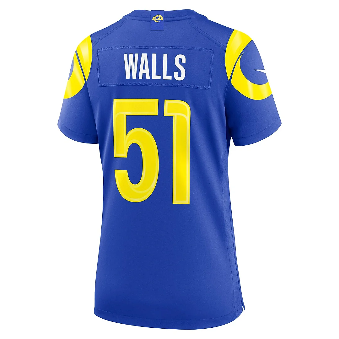 Zennovawear Eddie Walls III Los Angeles Rams Women's Team Game Jersey - Royal
