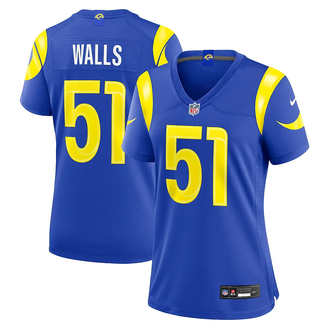 Zennovawear Eddie Walls III Los Angeles Rams Women's Team Game Jersey - Royal