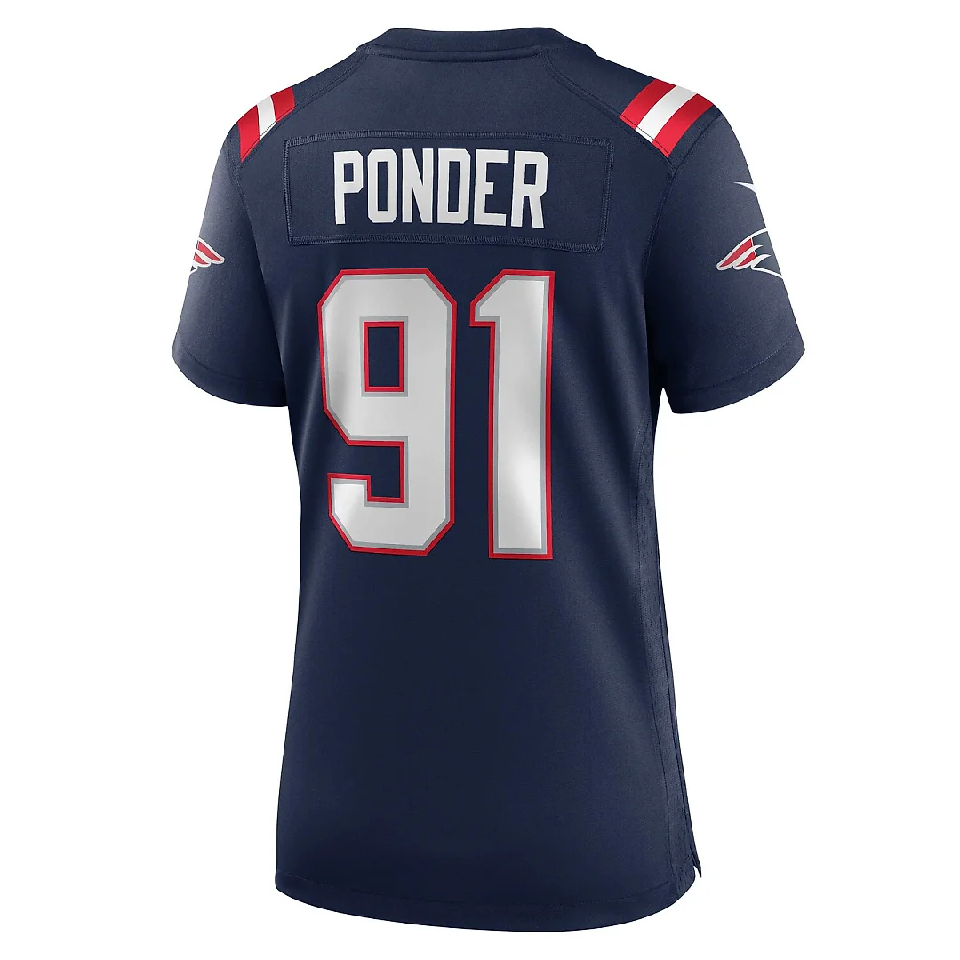 Zennovawear Elijah Ponder New England Patriots Women's Team Game Jersey - Navy