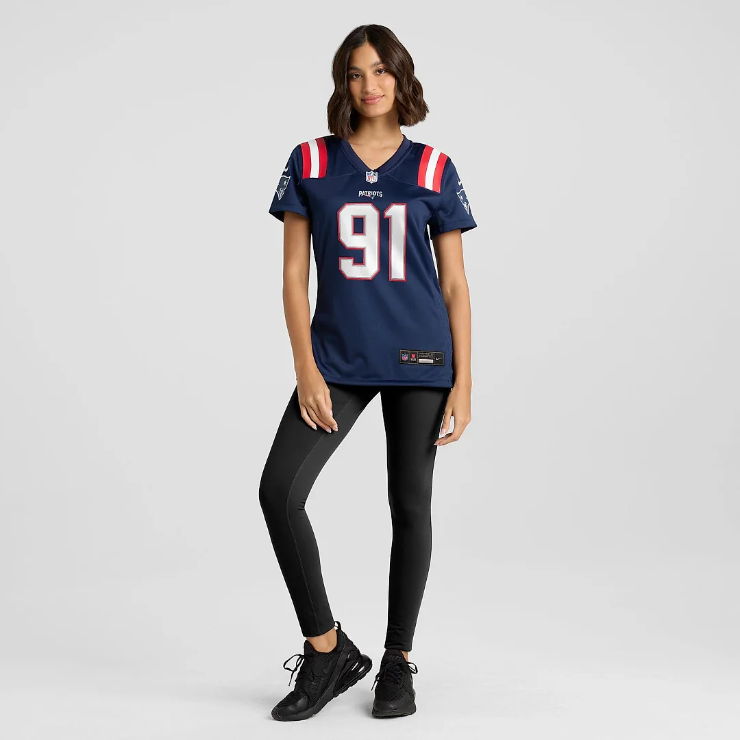 Zennovawear Elijah Ponder New England Patriots Women's Team Game Jersey - Navy