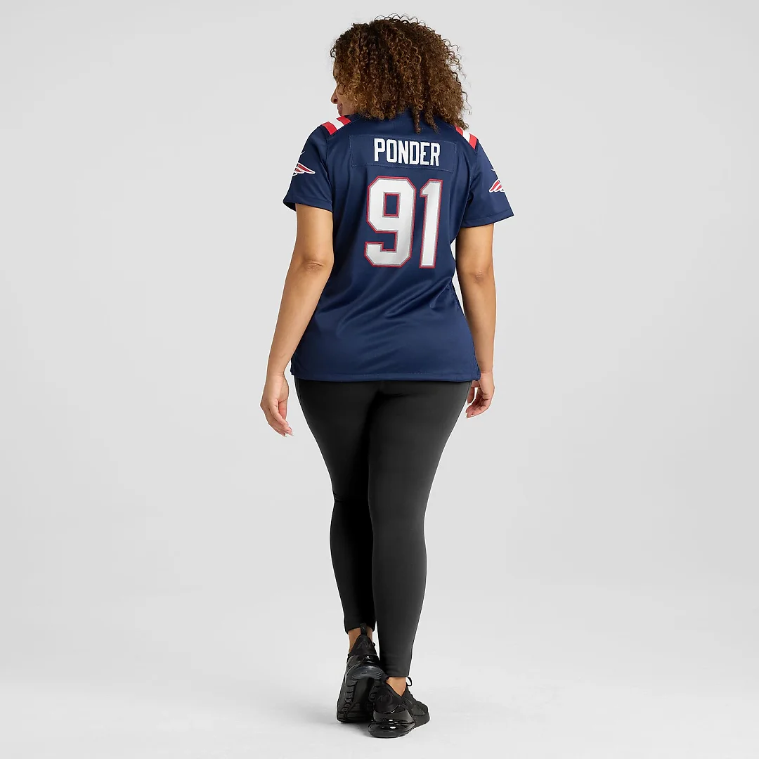 Zennovawear Elijah Ponder New England Patriots Women's Team Game Jersey - Navy