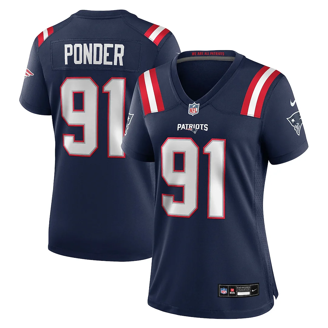Zennovawear Elijah Ponder New England Patriots Women's Team Game Jersey - Navy