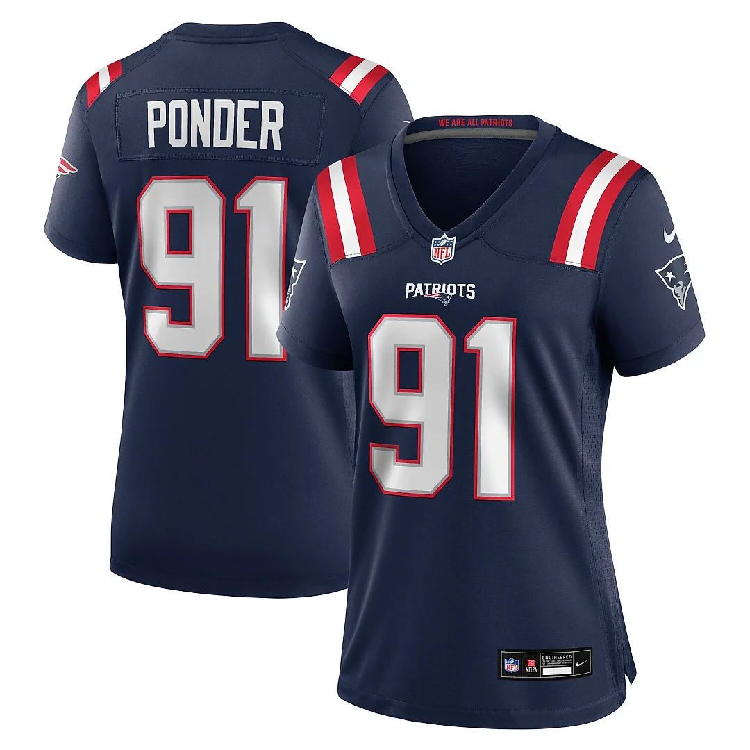 Zennovawear Elijah Ponder New England Patriots Women's Team Game Jersey - Navy