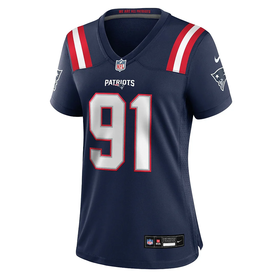 Zennovawear Elijah Ponder New England Patriots Women's Team Game Jersey - Navy