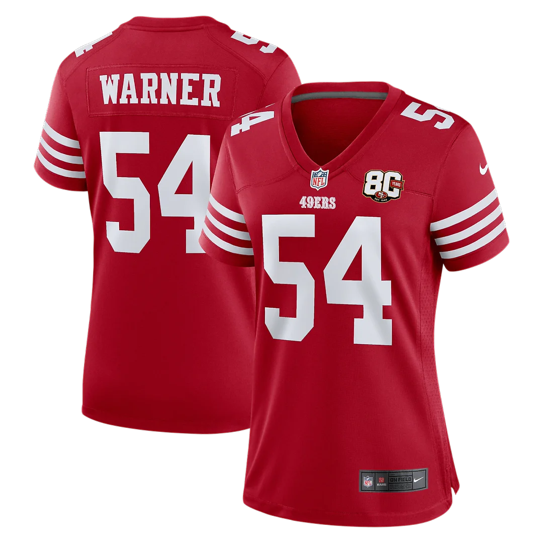 Zennovawear Fred Warner San Francisco 49ers Women's 80th Anniversary Game Jersey - Scarlet