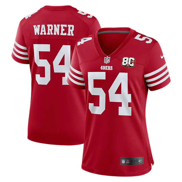 Zennovawear Fred Warner San Francisco 49ers Women's 80th Anniversary Game Jersey - Scarlet