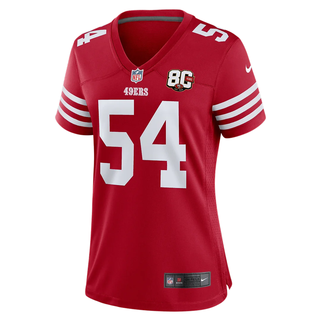 Zennovawear Fred Warner San Francisco 49ers Women's 80th Anniversary Game Jersey - Scarlet