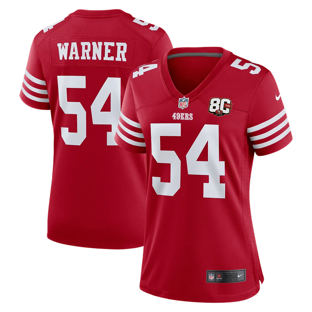 Zennovawear Fred Warner San Francisco 49ers Women's 80th Anniversary Game Jersey - Scarlet