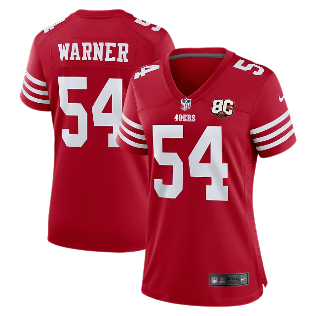 Zennovawear Fred Warner San Francisco 49ers Women's 80th Anniversary Game Jersey - Scarlet