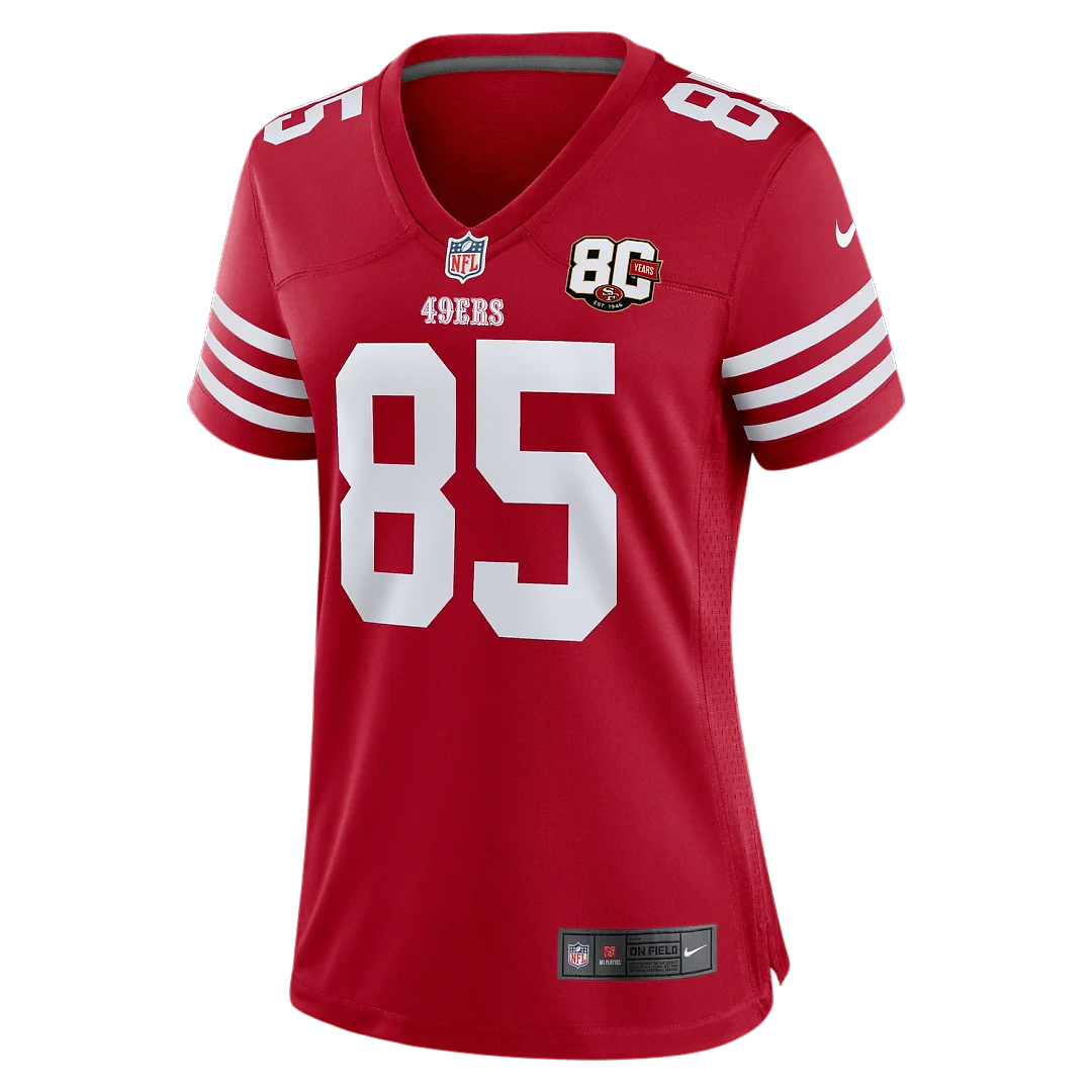 Zennovawear George Kittle San Francisco 49ers Women's 80th Anniversary Game Jersey - Scarlet