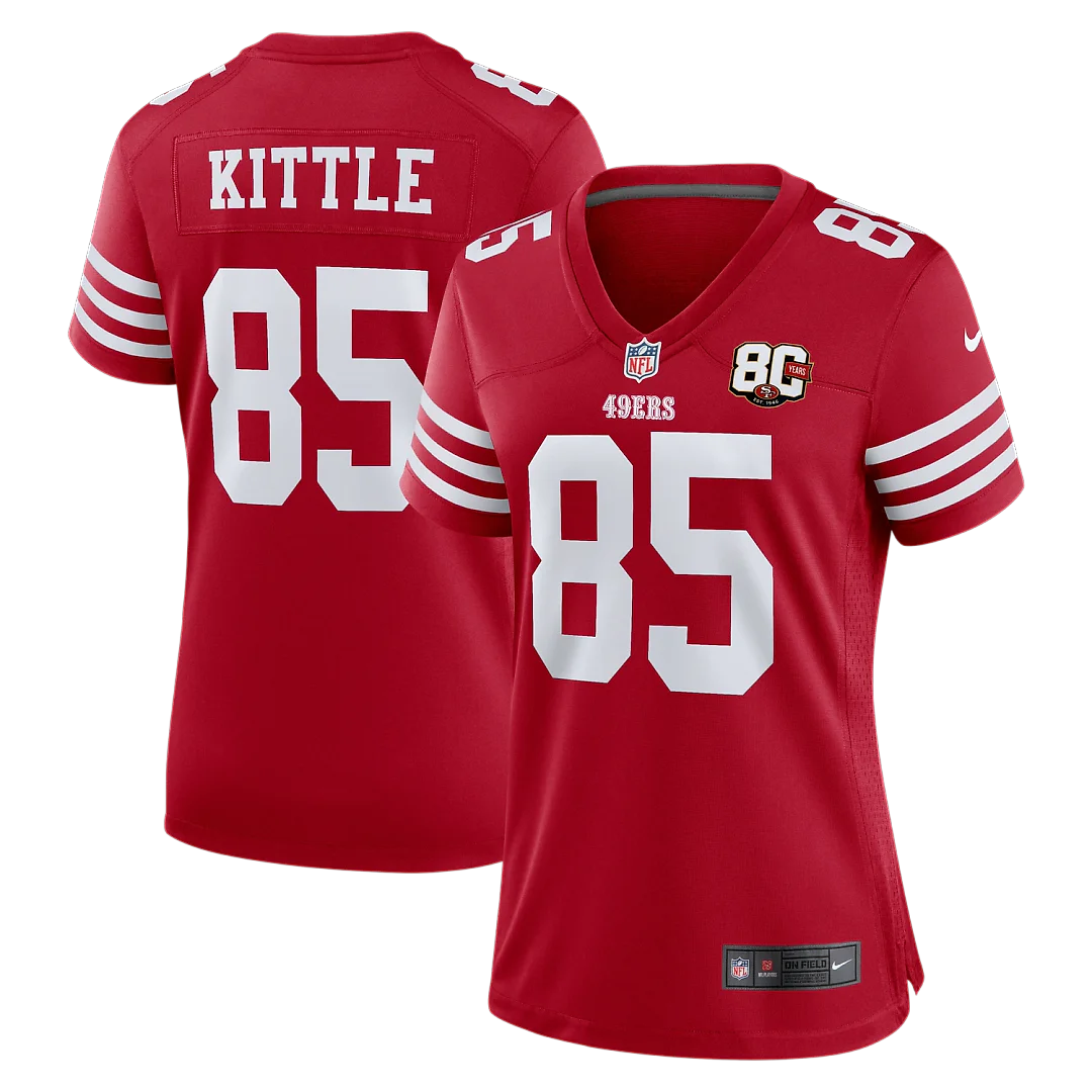 Zennovawear George Kittle San Francisco 49ers Women's 80th Anniversary Game Jersey - Scarlet