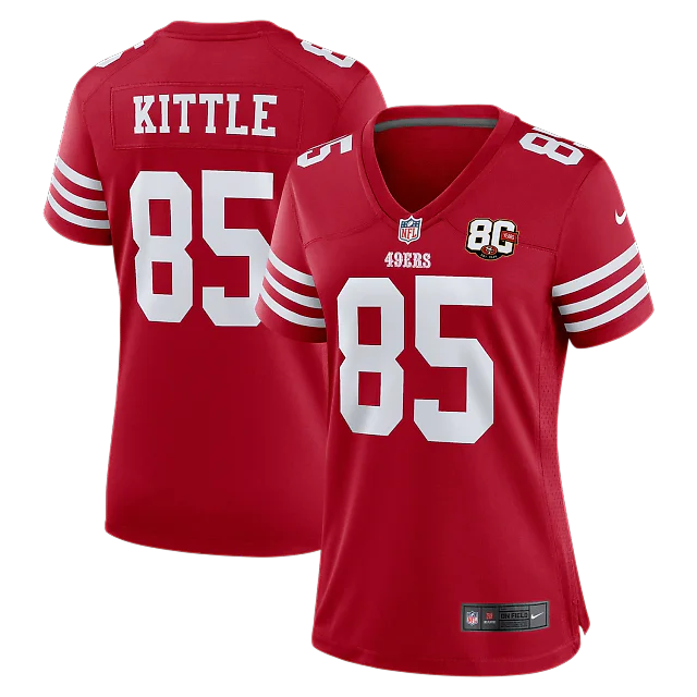 Zennovawear George Kittle San Francisco 49ers Women's 80th Anniversary Game Jersey - Scarlet