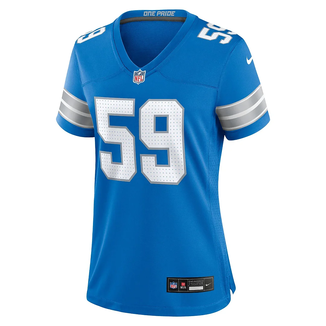 Zennovawear Giovanni Manu Detroit Lions Women's Team Game Jersey - Blue
