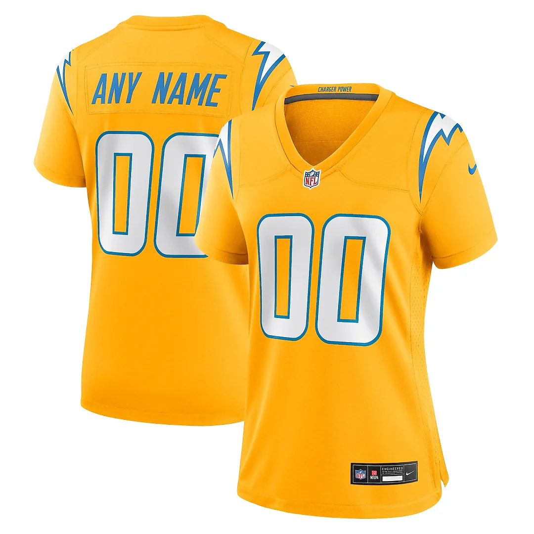 Zennovawear Los Angeles Chargers Women's Alternate Charger Power Game Custom Jersey - Gold