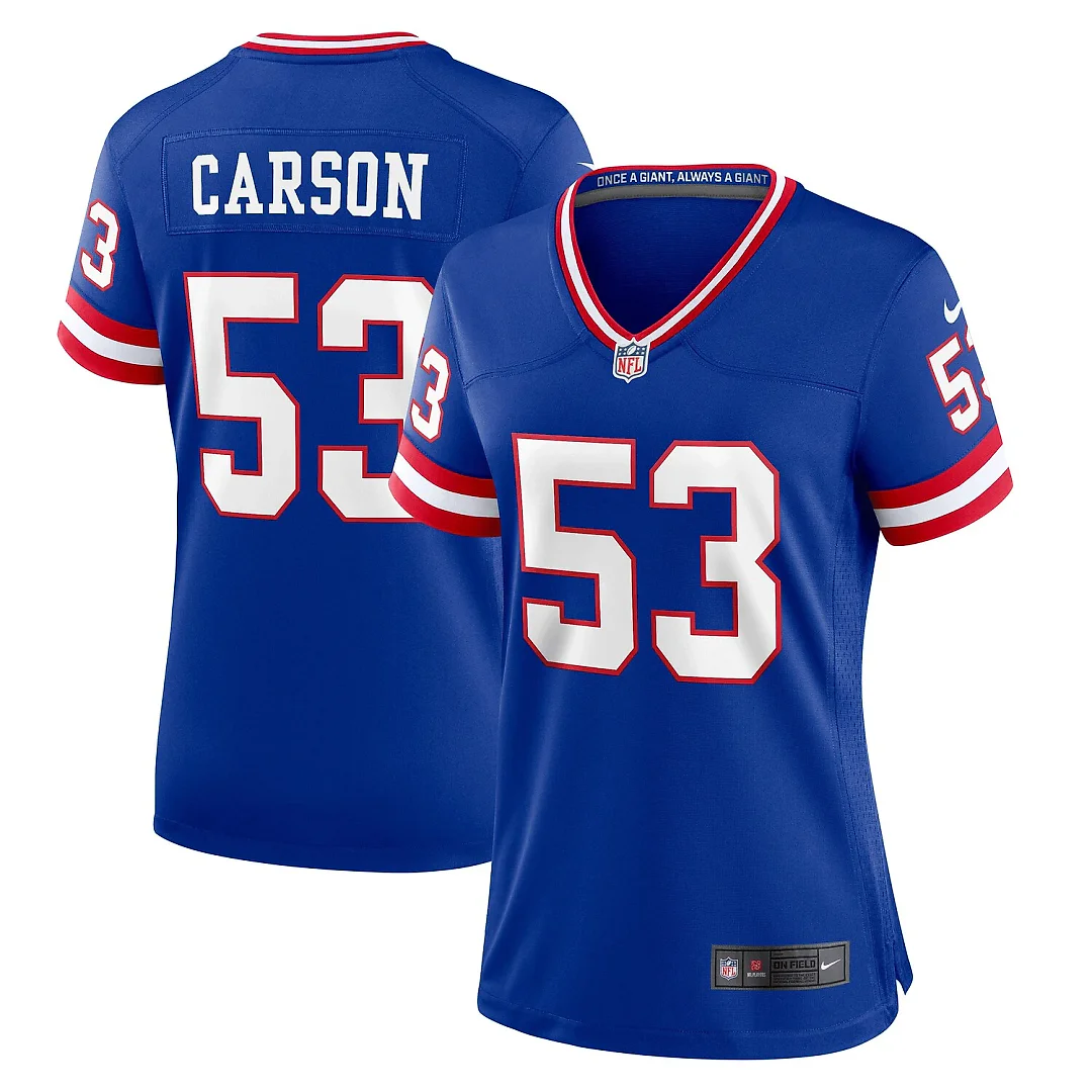 Zennovawear Harry Carson New York Giants Women's Classic Retired Player Game Jersey - Royal