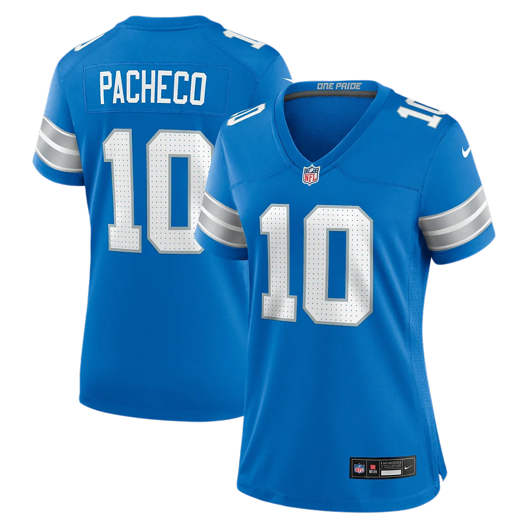Zennovawear Isiah Pacheco Detroit Lions Women's Team Game Jersey - Blue