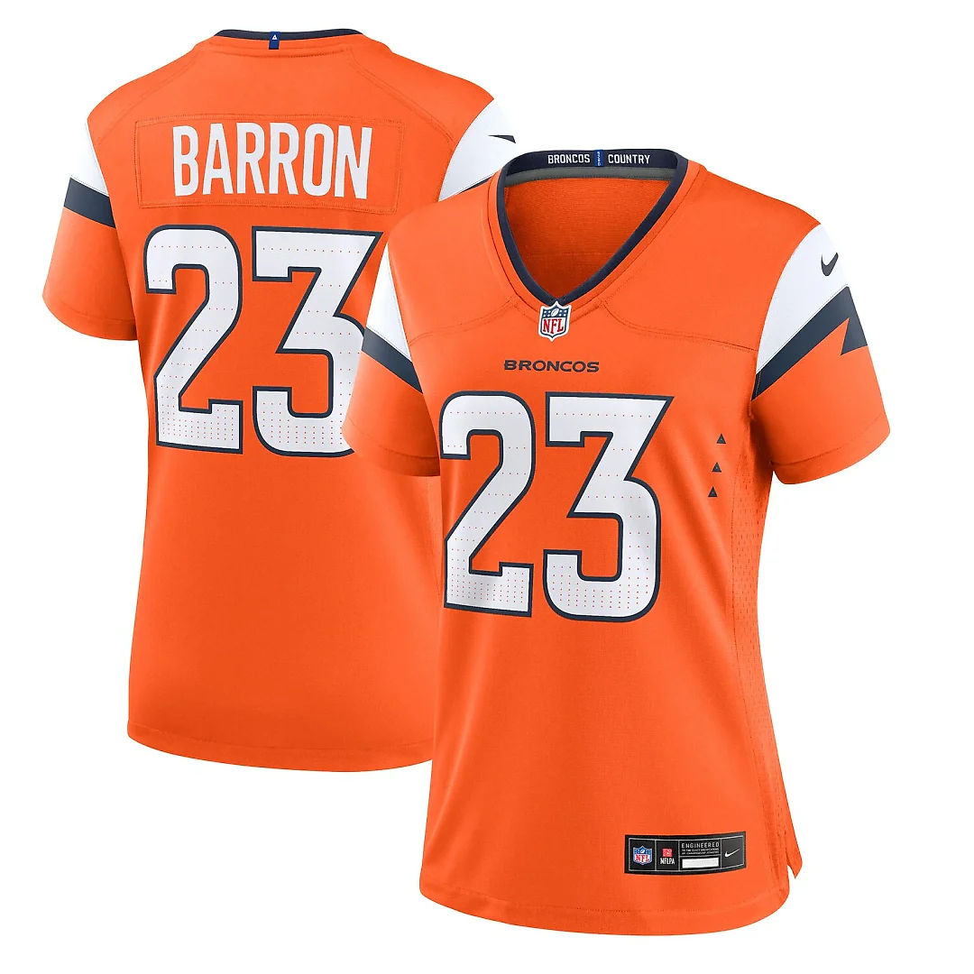 Zennovawear Jahdae Barron Denver Broncos Women's Team Game Jersey - Orange