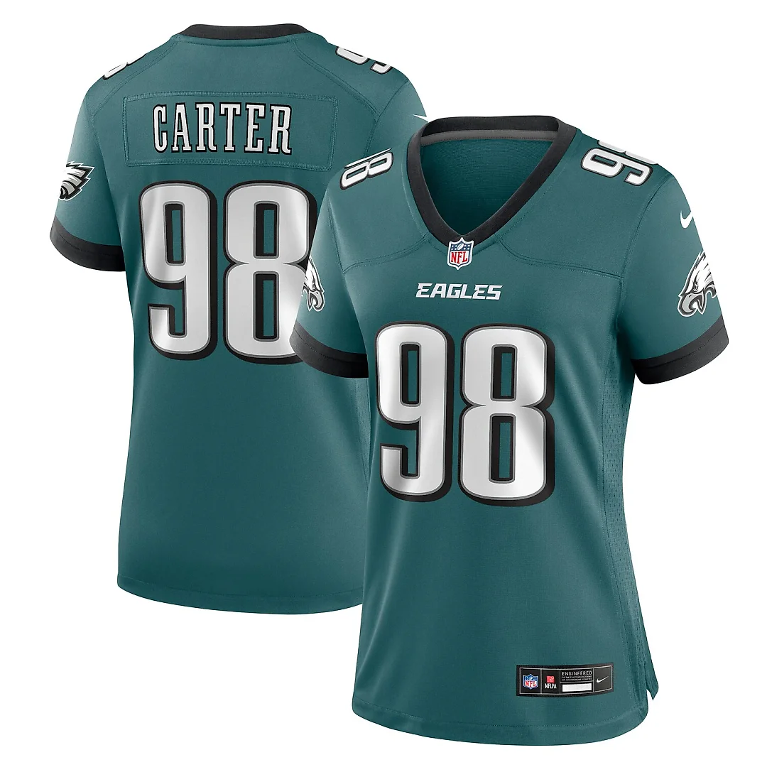 Zennovawear Jalen Carter Philadelphia Eagles Women's Team Game Jersey - Midnight Green