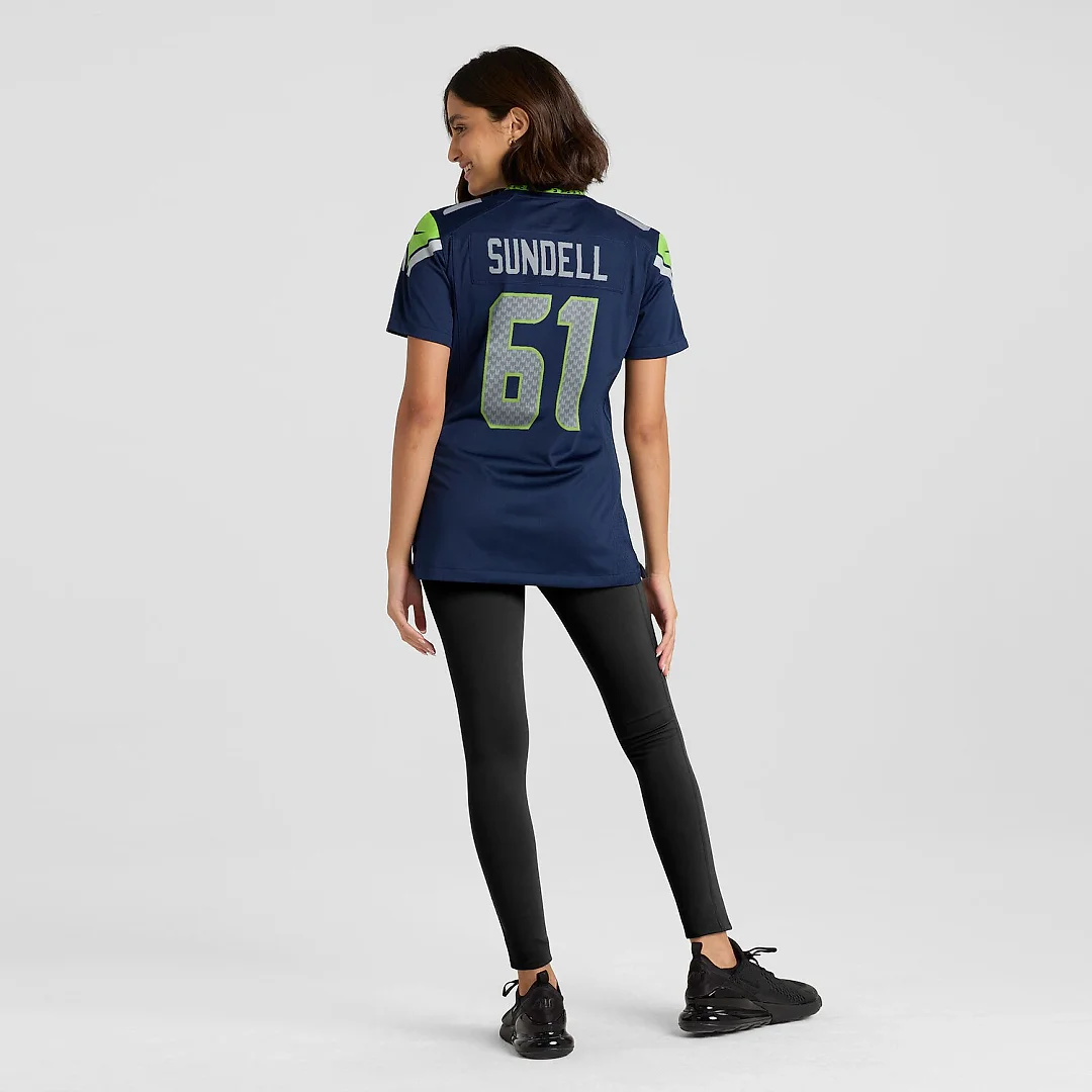 Zennovawear Jalen Sundell Seattle Seahawks Women's Team Game Jersey - College Navy