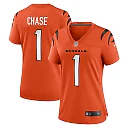 Zennovawear Ja'Marr Chase Cincinnati Bengals Women's Alternate Game Jersey - Orange