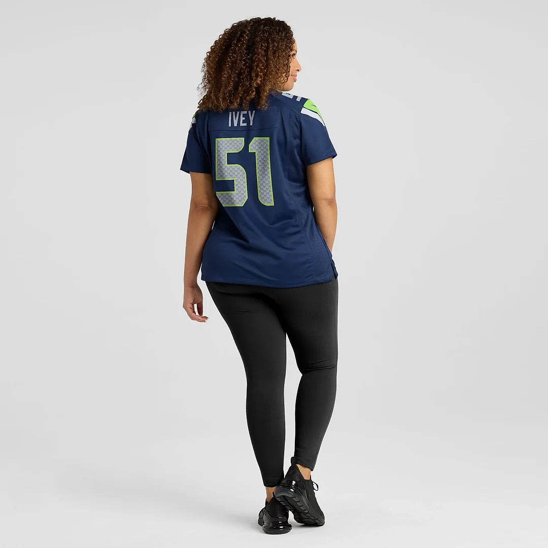 Zennovawear Jared Ivey Seattle Seahawks Women's Team Game Jersey - College Navy