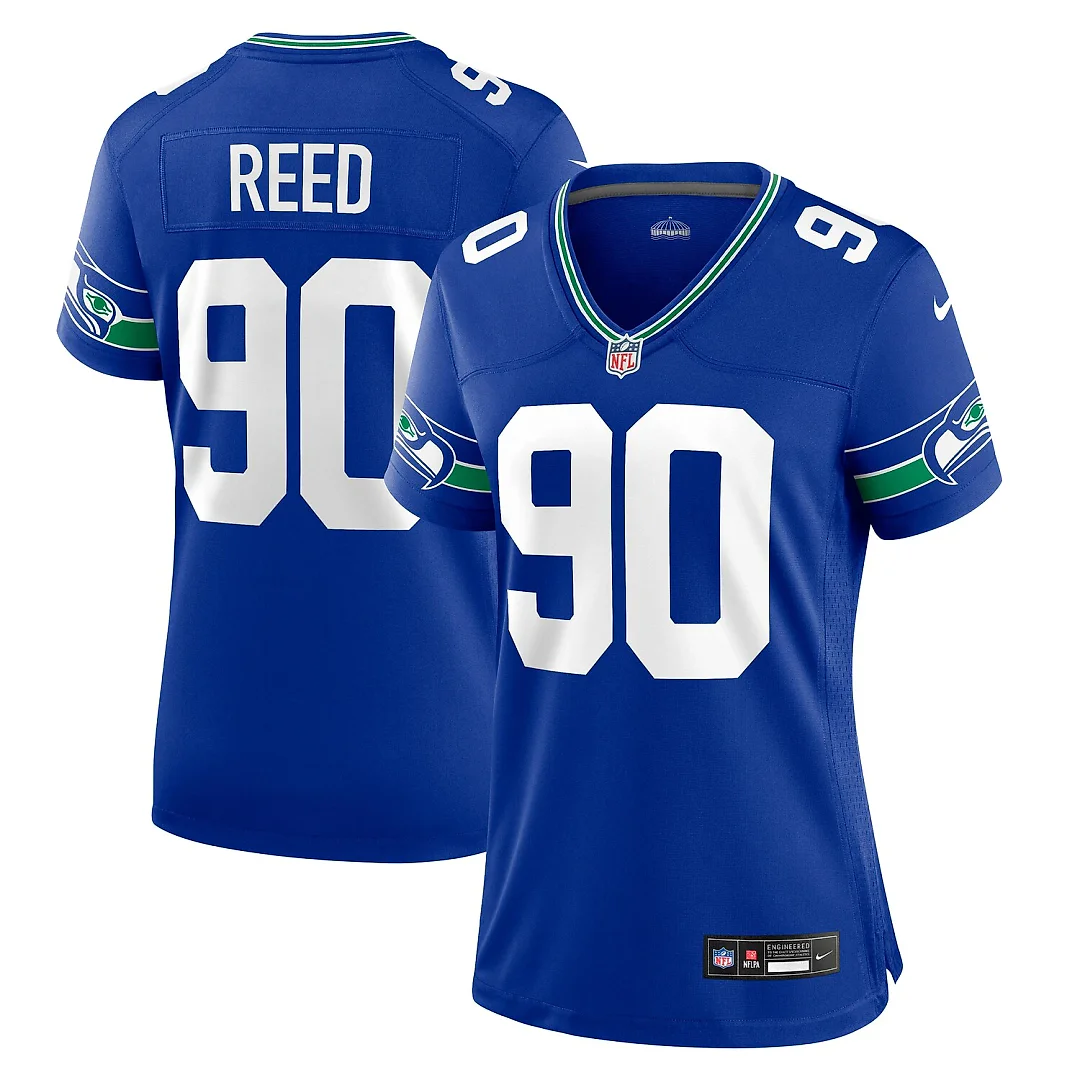 Zennovawear Jarran Reed Seattle Seahawks Women's Throwback Player Game Jersey - Royal